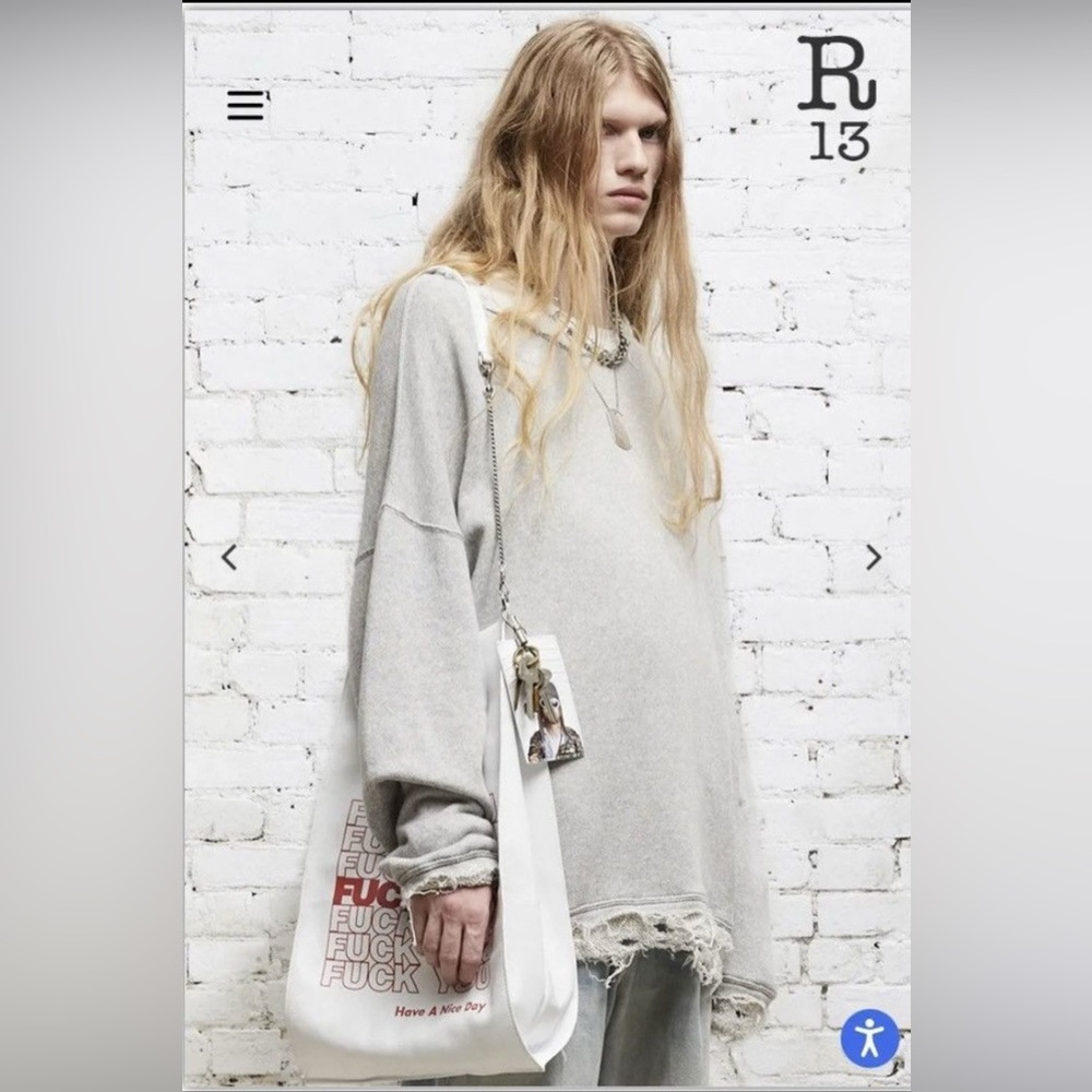 R13 Shredded Edge Oversized Crewneck. Size Small fits like medium. Oversized.